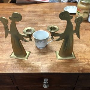 🌼🌼🌼Brass!!Angel candle holders ANTIQUE